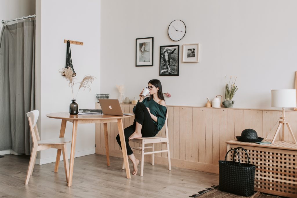 Woman working from home on a laptop