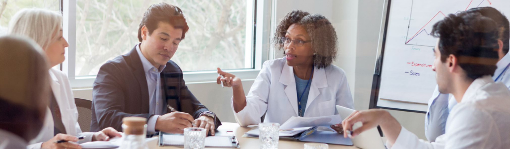 healthcare workers in a meeting